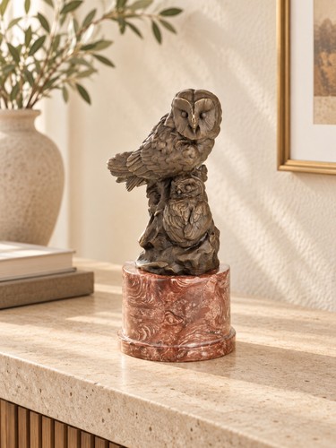 Bronze skulptur eulen paar - eulen,
