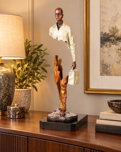Bronzeskulptur reisender mit - bronzeskulptur,
